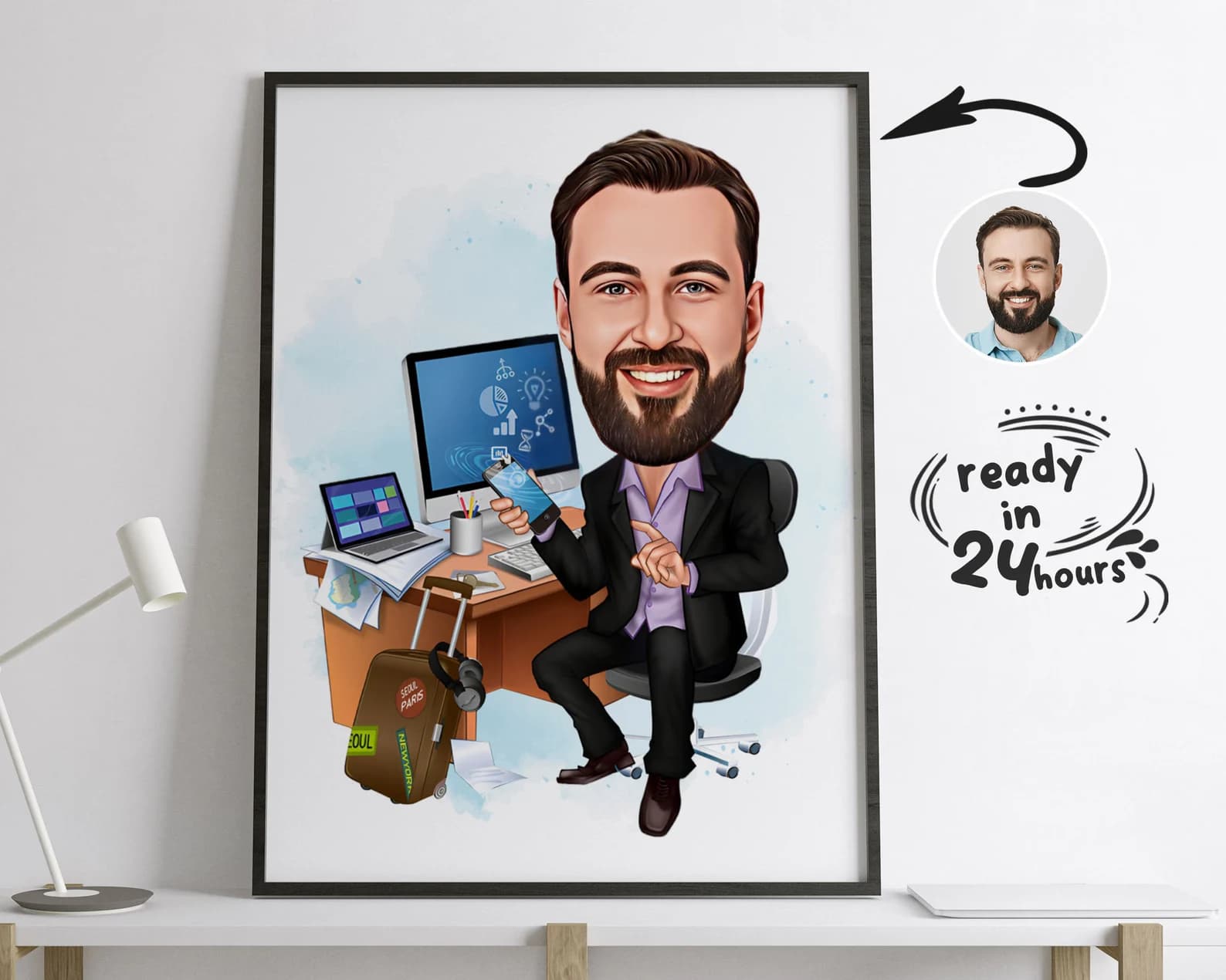 Illustrated Portrait Framed