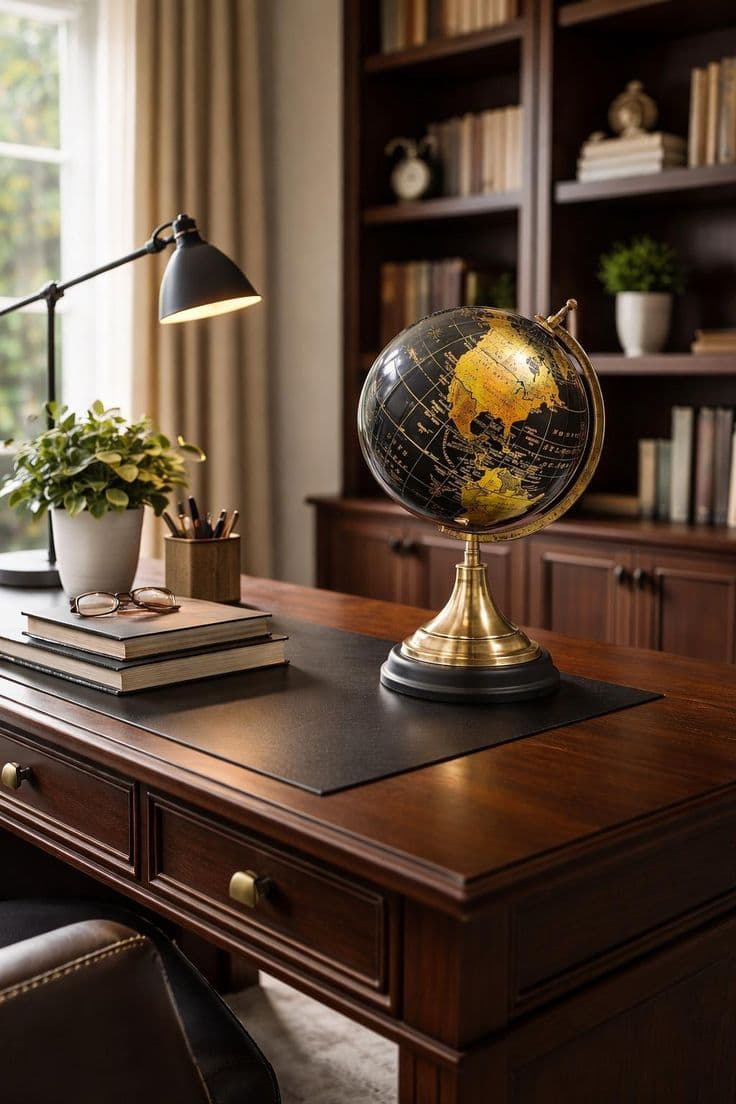 Brass Desk Globe Name Base