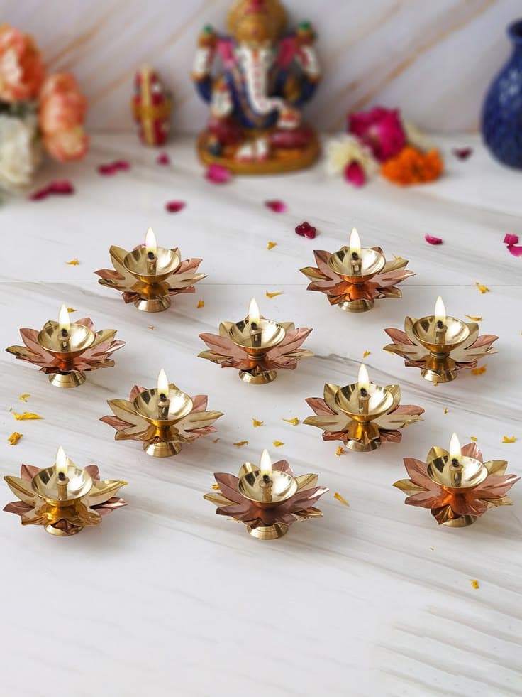 Diwali Brass Diya Set