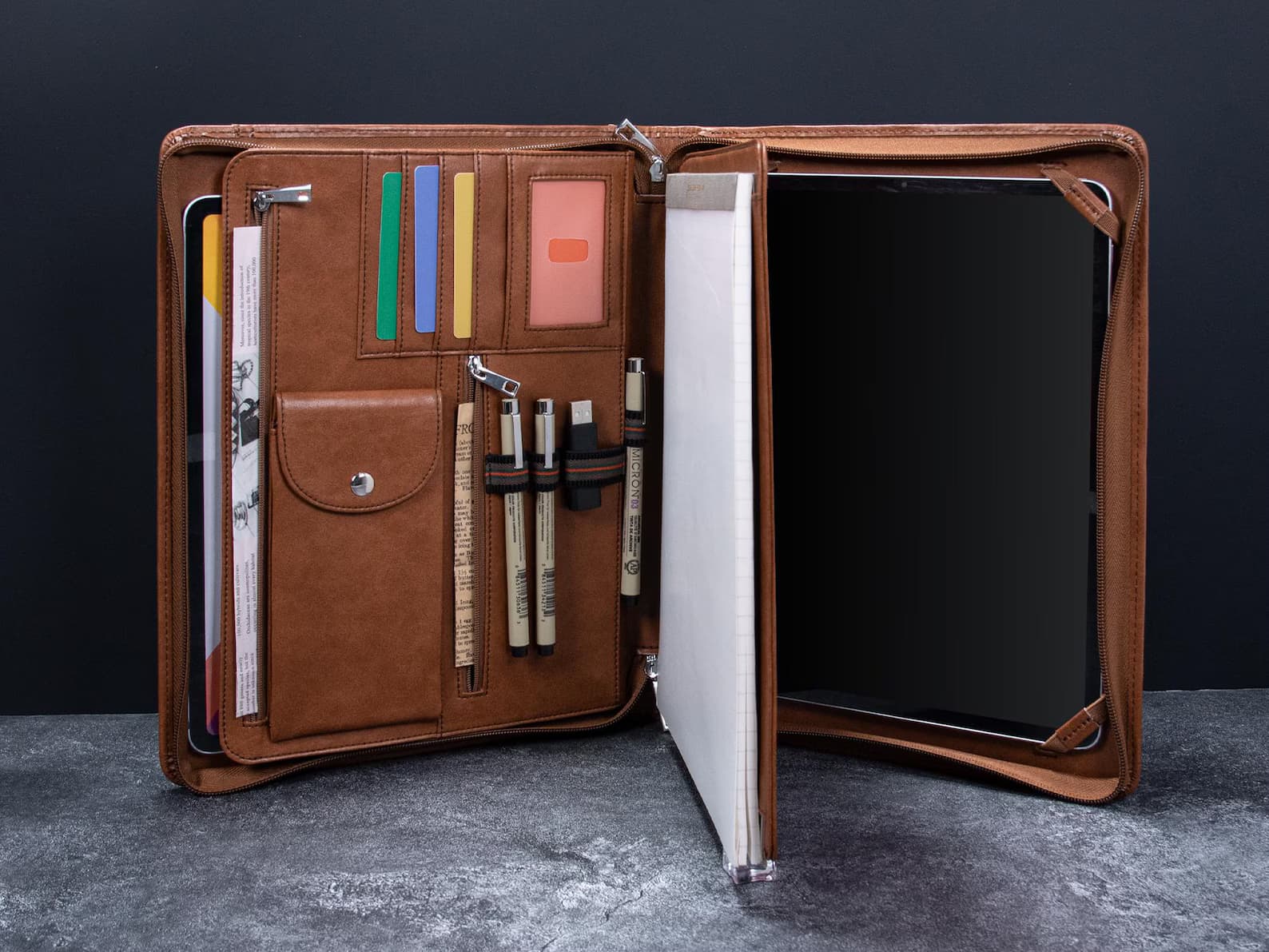 Leather Portfolio Dual Logo